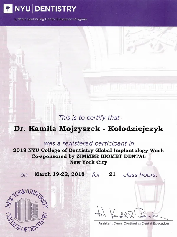 2018 NYU College of Dentistry Global Implantology Week - organizator: NYU College of Dentistry - New York City - 2018